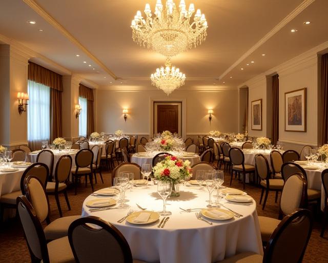 Una sala elegantemente allestita per un evento privato al Pepe Rosa